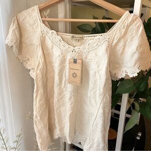 NWT | Democracy Lace Eyelet Top